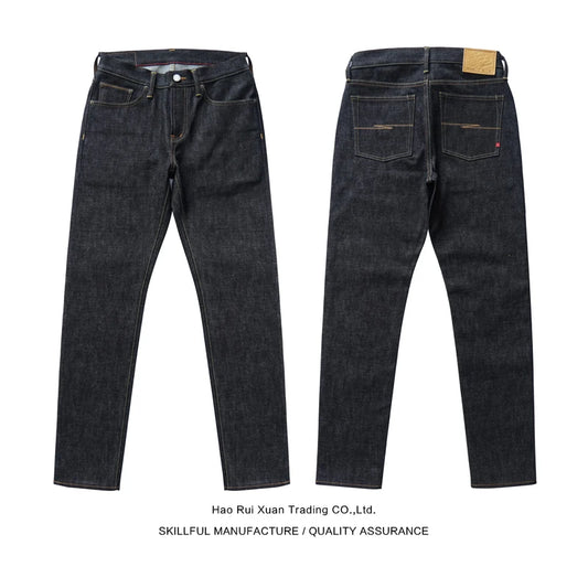 SAUCE ORIGIN 1A910-AG Mans Jeans Selvedge Denim Jeans for Man Silver Button Slim Fit Handmade 15 Oz